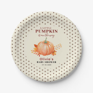 Rustic A Little Pumpkin Fall Cute baby shower Paper Plate