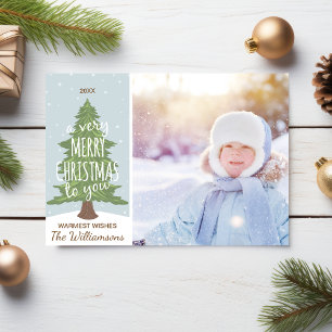 Rustic A Very Merry Christmas Snow Holiday Photo Card