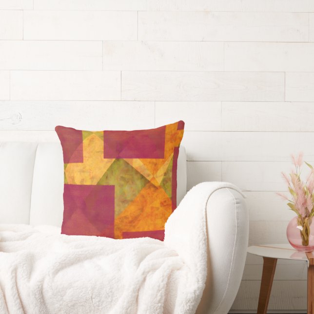 Rustic Abstract Autumn Colours Throw Pillow (Couch)