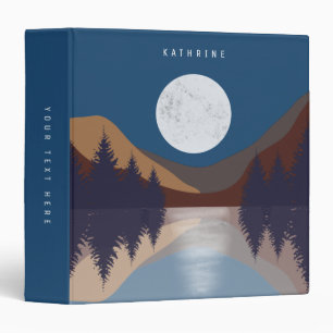 Rustic Abstract Landscape Forest Moon Reflection Binder