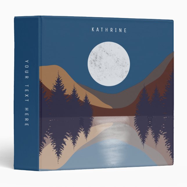 Rustic Abstract Landscape Forest Moon Reflection  Binder (Front/Spine)