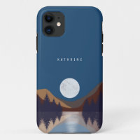 Rustic Abstract Landscape Forest Moon Reflection