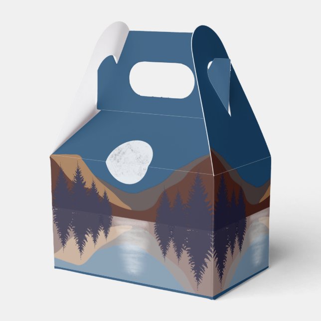 Rustic Abstract Landscape Forest Moon Reflection Favor Box (Front Side)