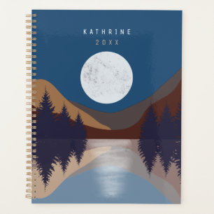 Rustic Abstract Landscape Forest Moon Reflection  Planner