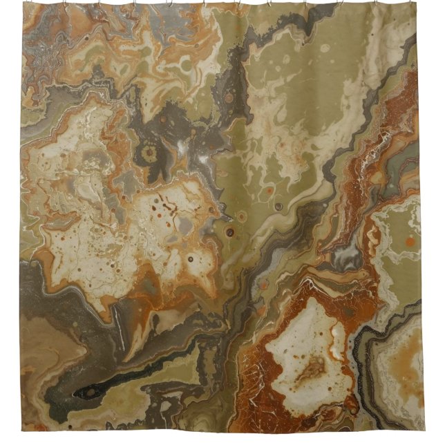 Rustic Abstract Olive Green Amber Mustard Print (Front)