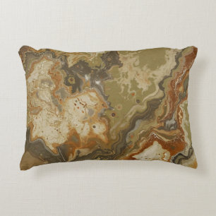 Rustic Abstract Olive Green Amber Mustard Print Accent Pillow