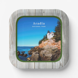 Rustic Acadia National Park Custom Photo  Paper Plate
