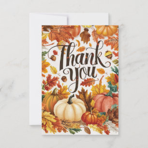Rustic Acorn Autumn Fall Thank You Card