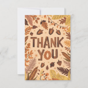 Rustic Acorn Autumn Fall Thank You Card