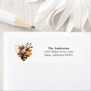 Rustic Acorn Floral Autumn Return Address Label