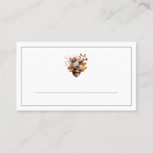 Rustic Acorn Floral White Fall Place Cards 