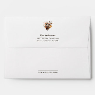 Rustic Acorn Floral White Return Address Envelope