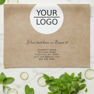 Rustic Add Logo Custom Text Company Promotion  Kitchen Towel