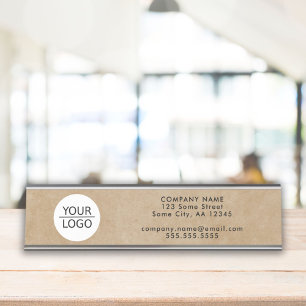Rustic Add your Logo Company Information Desk Name Plate