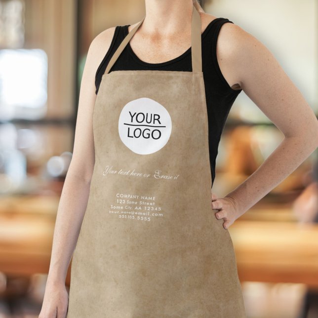 Rustic Add your Logo Custom Text Company Promotion Apron (Creator Uploaded)