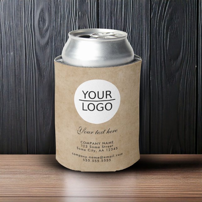 Rustic Add your Logo Custom Text Company Promotion Can Cooler (Creator Uploaded)