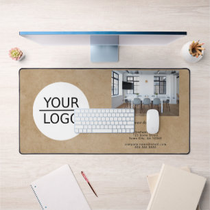 Rustic Add your Logo Custom Text Photo Company Desk Mat