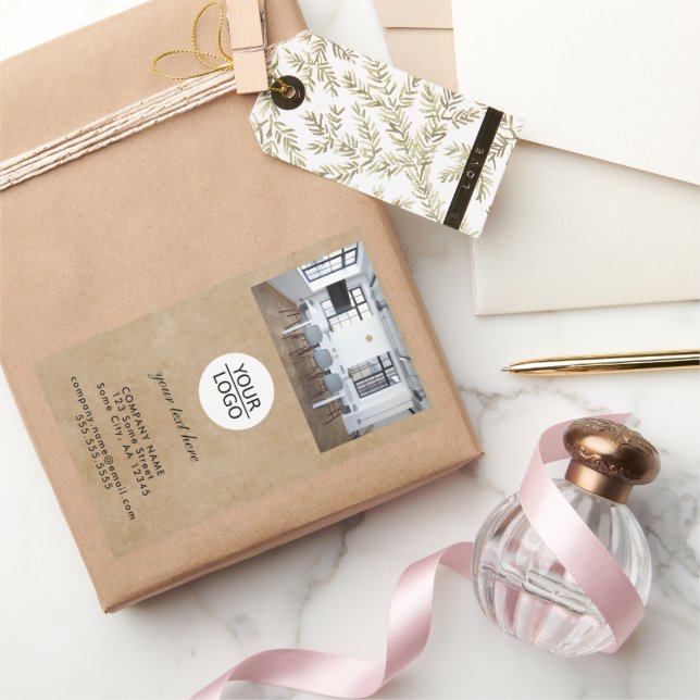 Rustic Add your Logo Custom Text Photo Promotion  Sticker (Gifting)