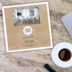 Rustic Add your Logo Custom Text Promotion Photo Napkin