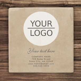 Rustic Add your Logo Custom Text Promotion Stone Coaster