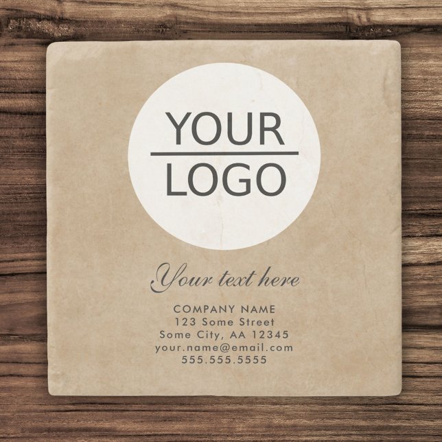 Rustic Add your Logo Custom Text Promotion Stone Coaster (Creator Uploaded)