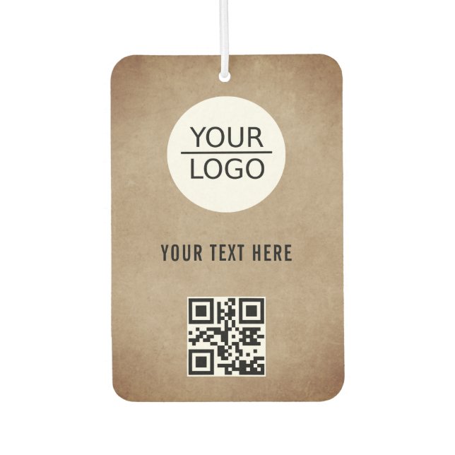 Rustic Add your Logo QR Code Custom Text Promotion Air Freshener (Front)