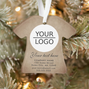 Rustic Add your Logo with Custom Text Promotion  Ornament