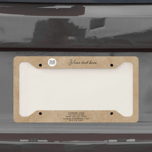 Rustic Add your Logo with Custom Text Promotional  License Plate Frame