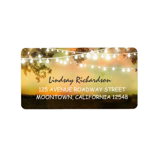 rustic address label with string lights (Front)