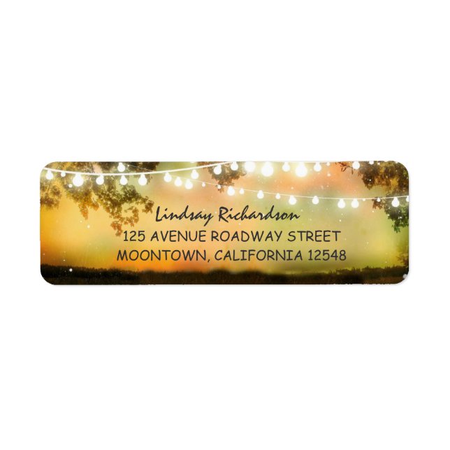 rustic address label with string lights (Front)