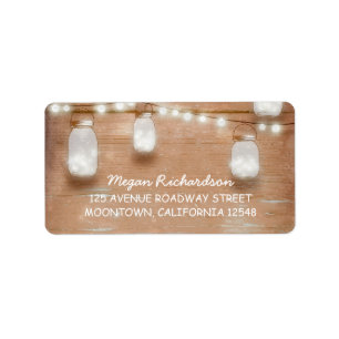 rustic address labels with string lights mason jar