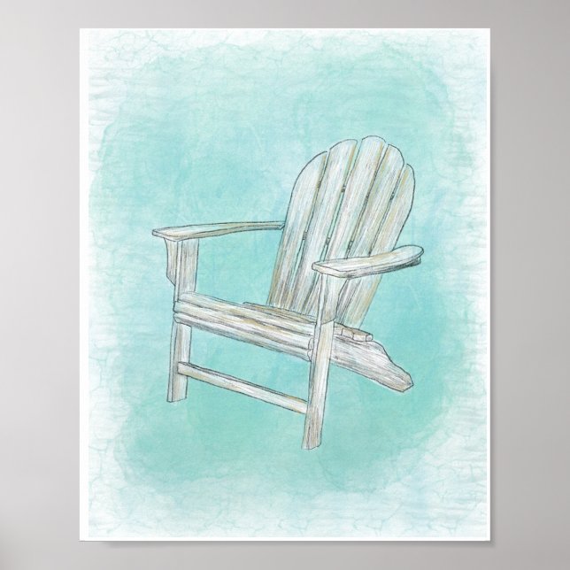 Rustic Adirondack Chair Coastal Beach Canvas decor (Front)