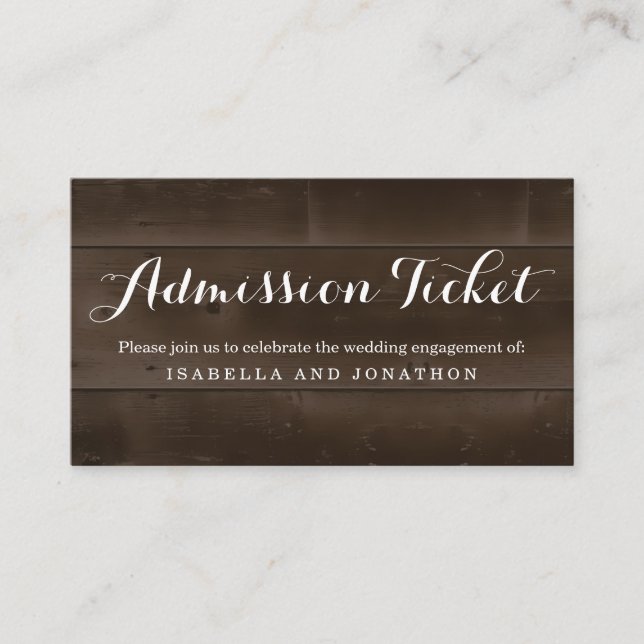 Rustic Admission Ticket Enclosure Card (Front)