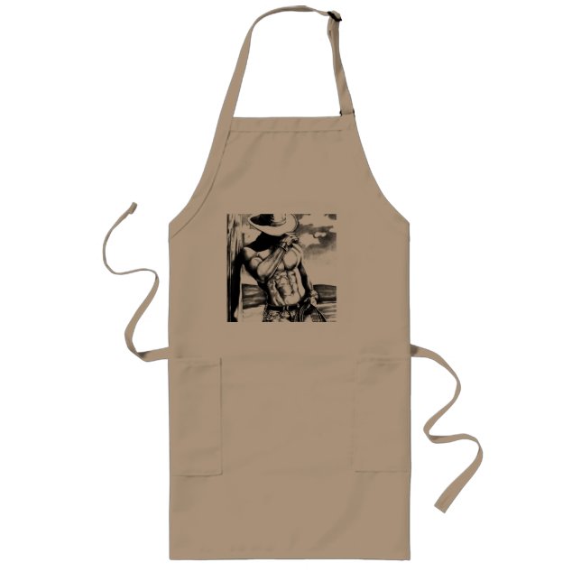  Rustic Adult Men's Western Cowboy Grill master Long Apron (Front)