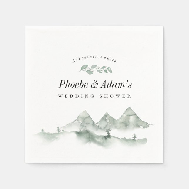 Rustic Adventure Mountain Couples Bridal Shower Napkin (Front)