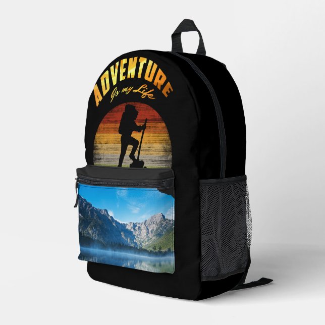 Rustic Adventure Nature Hike Printed Backpack (Back Corner Right)