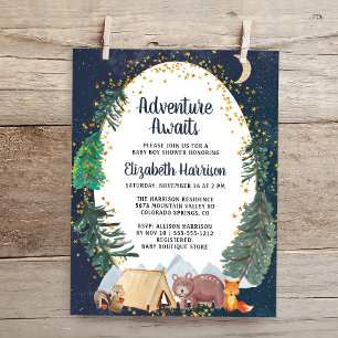 Rustic Adventure Night Sky Baby Shower Invitation