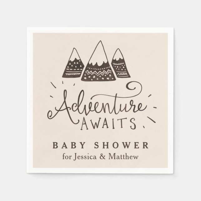 Rustic Adventure Themed Baby Shower Napkins (Front)