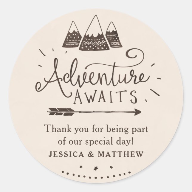 Rustic Adventure Themed Baby Shower Stickers (Front)