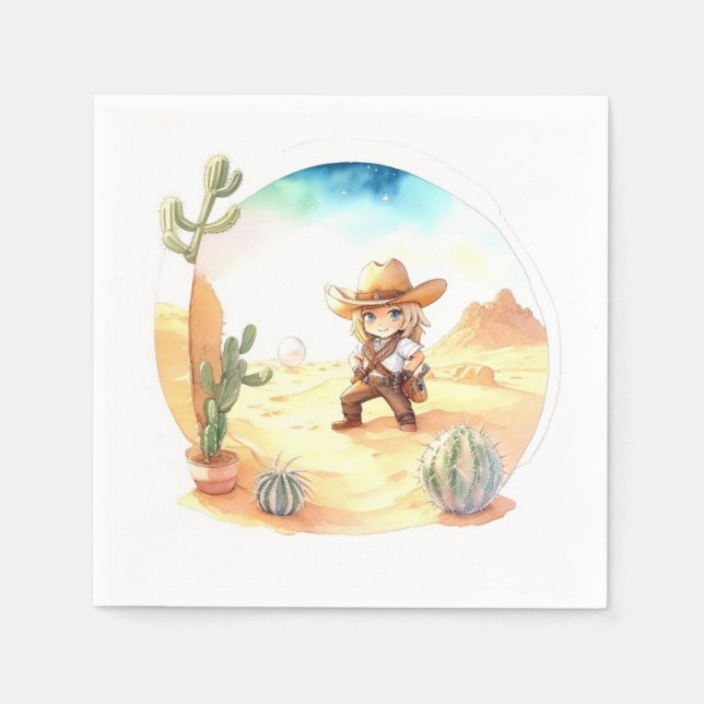 Rustic Adventure Wild West Cowboy Baby Shower Napkin (Front)