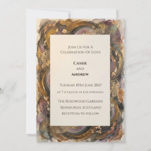 Rustic Agate Geode Gold Watercolor Wedding Invitation