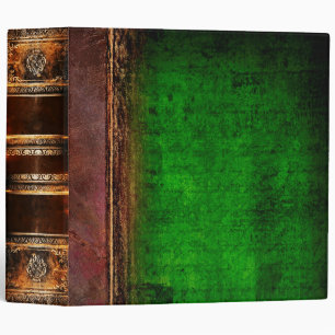 Rustic Aged Faux Green and Brown Leather Binder