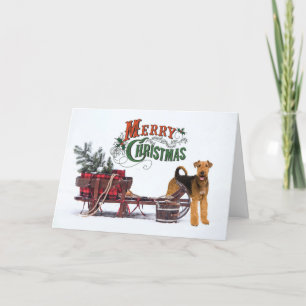 Rustic Airedale Christmas Holiday Card