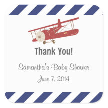 Rustic Airplane Thank You Stickers