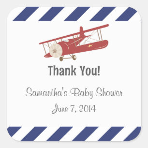 Rustic Airplane Thank You Stickers