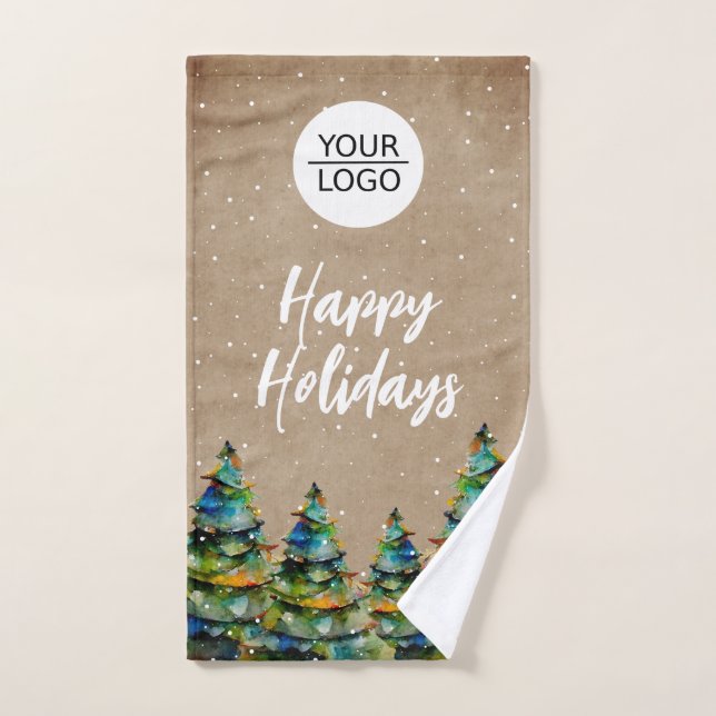 Rustic Ajoutez votre logo Happy Holidays Company (Serviette à main)