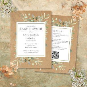 Rustic All In One Baby Shower Sprinkle Greenery Invitation