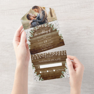 Rustic All In One Wedding Invitation 