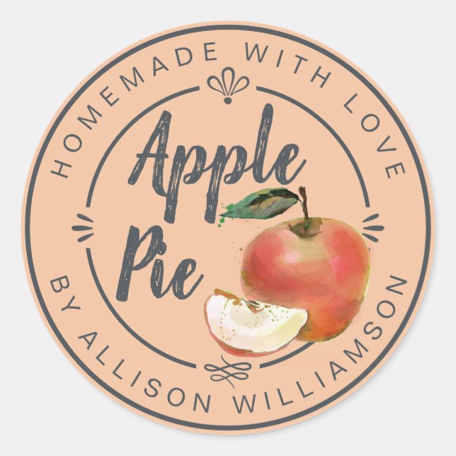 Rustic Almond Cream Homemade Apple Pie Classic Round Sticker (Front)