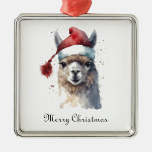 Rustic Alpaca Christmas Keepsake Metal Ornament
